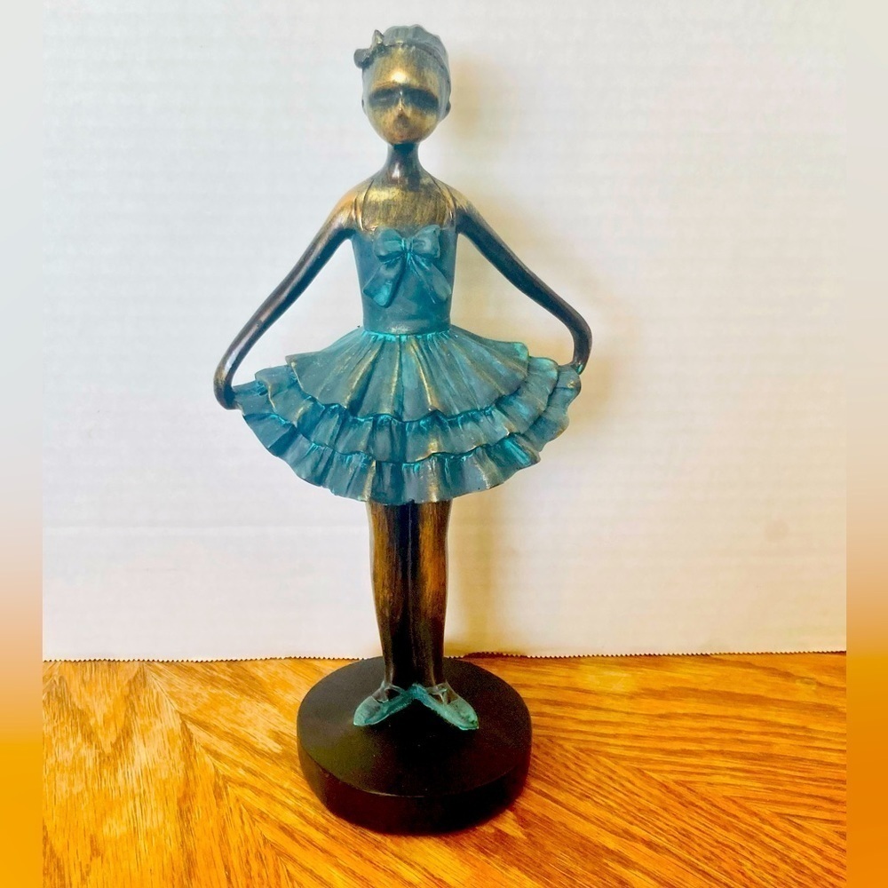 Litton Lane Teal Polystone Ballerina Figurine 11in